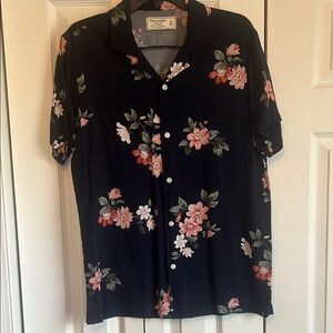 Abercrombie & Fitch Navy Floral Shirt • EUC